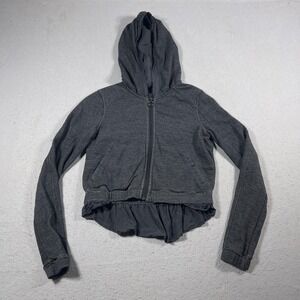Lululemon  Sweat and Repeat Hoodie Women Size 6 Ruffle Back Full Zip Gray